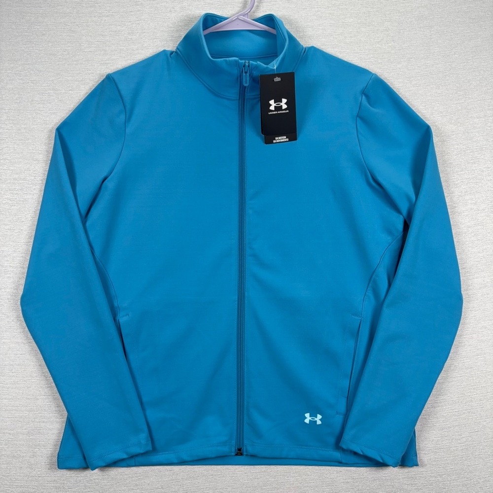 Under Armour Motion Jacket Womens Size L Blue Polyester Stretch Full Zip NEW